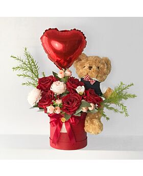 Rangkaian Bunga Hadiah Valentine Teddy Bear