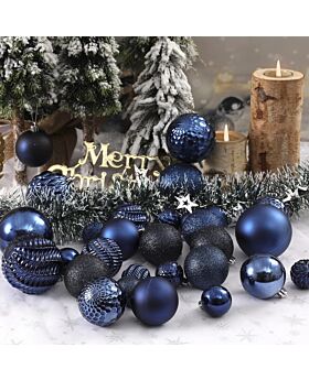 Premium Ball Ornaments Dark Blue Set Xmas 