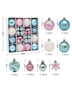 Ornament Bola Natal Set Xmas - Biru Pink