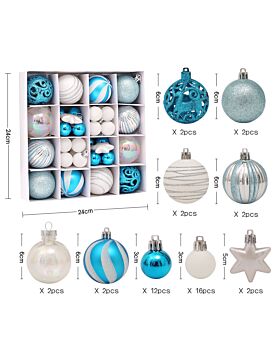 Ornament Bola Natal Set Xmas - Biru Putih