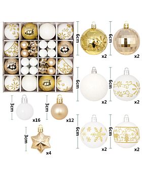 Ornament Bola Natal Set Xmas - Gold Putih