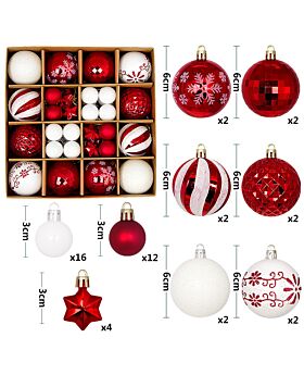 Ornament Bola Natal Set Xmas - Merah Putih