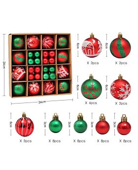 Ornament Bola Natal Set Xmas - Merah Hijau