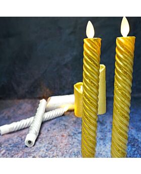 Defect Led Tall Swirl Candle Lln - Gold Height 22Cm (2Pcs) Grade A