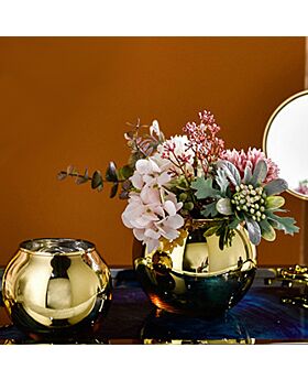 Defect Vas bunga Kaca Gold Round Glass Jkc